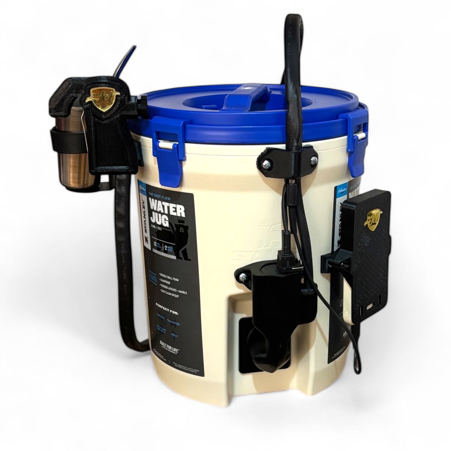 Garrafa Tereré Jet Stanley Bege c/ Azul 7,5 L com Bateria Recarregável